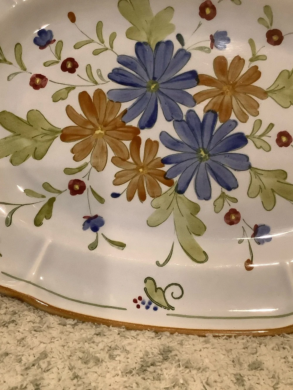 Metlox Hand-Painted Floral Ceramic Serving Platter NWT 13.5x10” Los Angeles CA
